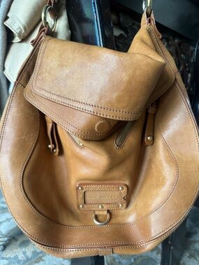 Marc Jacobs Cognac Leather Shoulder hobo Bag with Gold Hardware